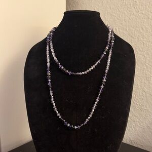 Amethyst Color Beaded Necklace Faceted White House Black Market Sparkly